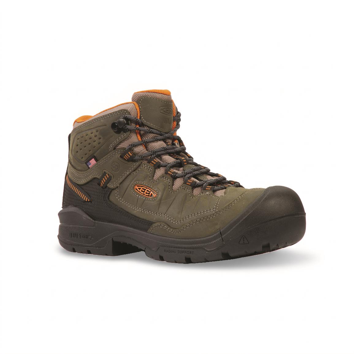 KEEN Utility Targhee IV Mid Waterproof Carbon-Toe Work Boots for Men - Magnet/Black