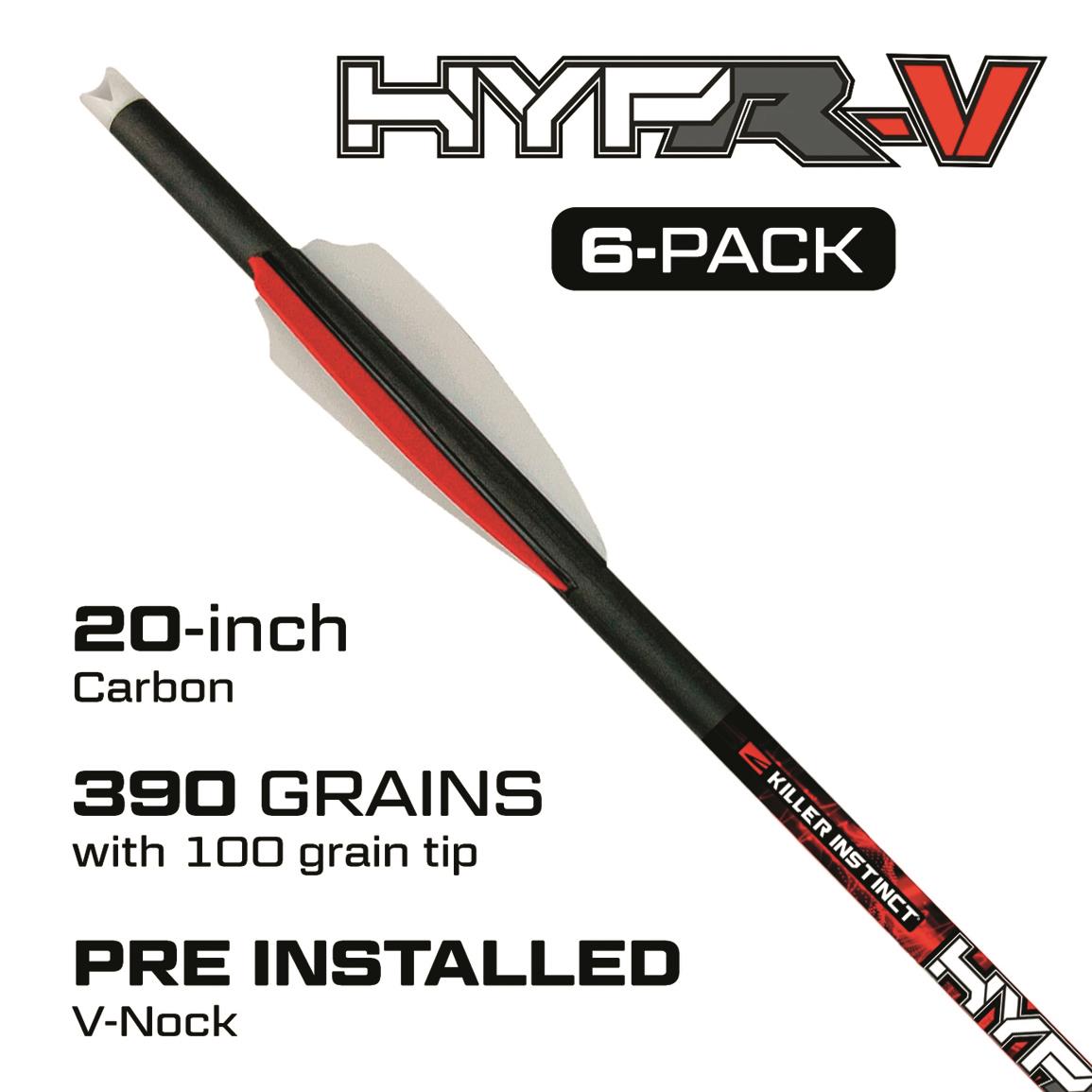 Killer Instinct Hypr-V 20" Crossbow Bolts, 6 Pack
