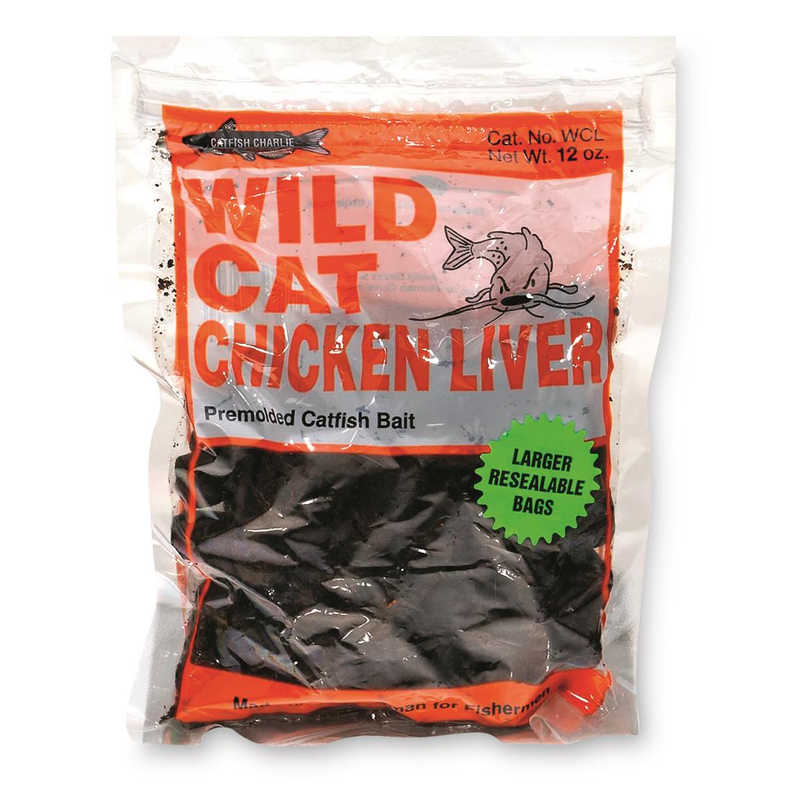 Catfish Charlie Wild Cat Catfish Dough Baits, 12 oz., Chicken Liver