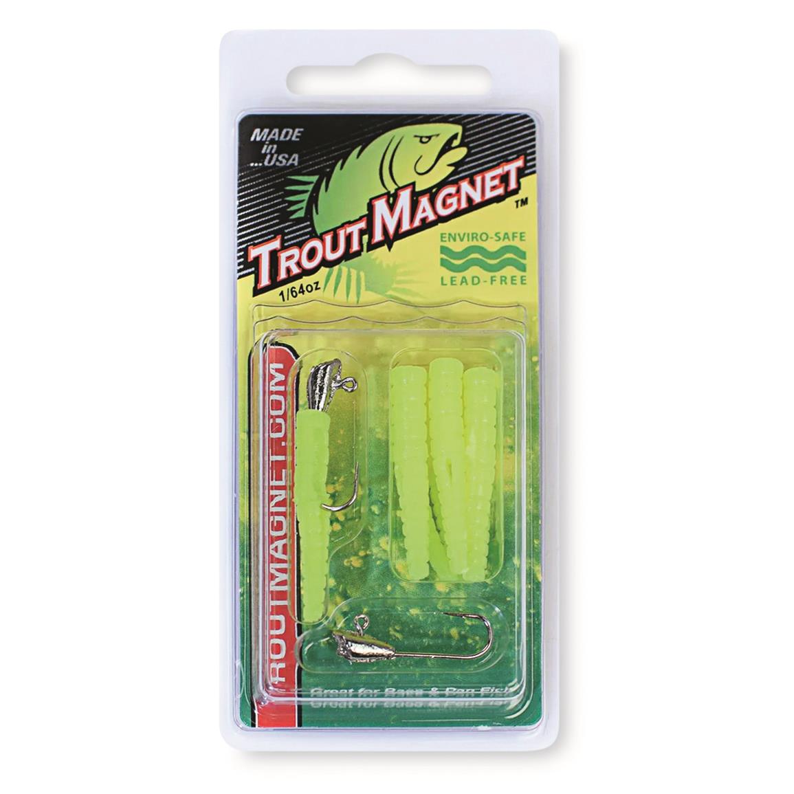 Leland's Lures Trout Magnet E.F. Lead Free Soft Bait - 9 Piece Pack, Chartreuse
