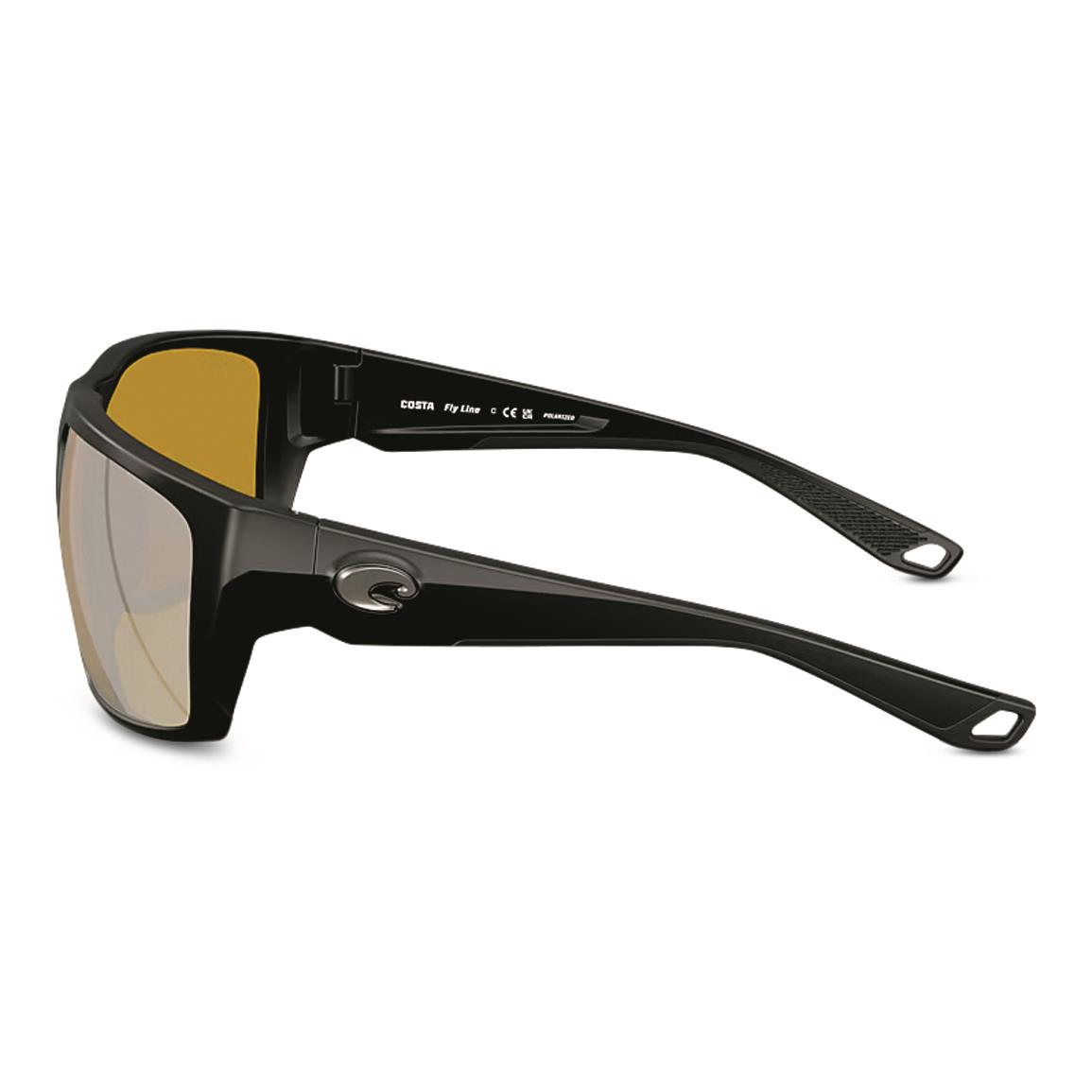 Costa Man Sunglass Fly Line -  Frame color: Matte Black, Lens color: Sunrise Silver Mirror