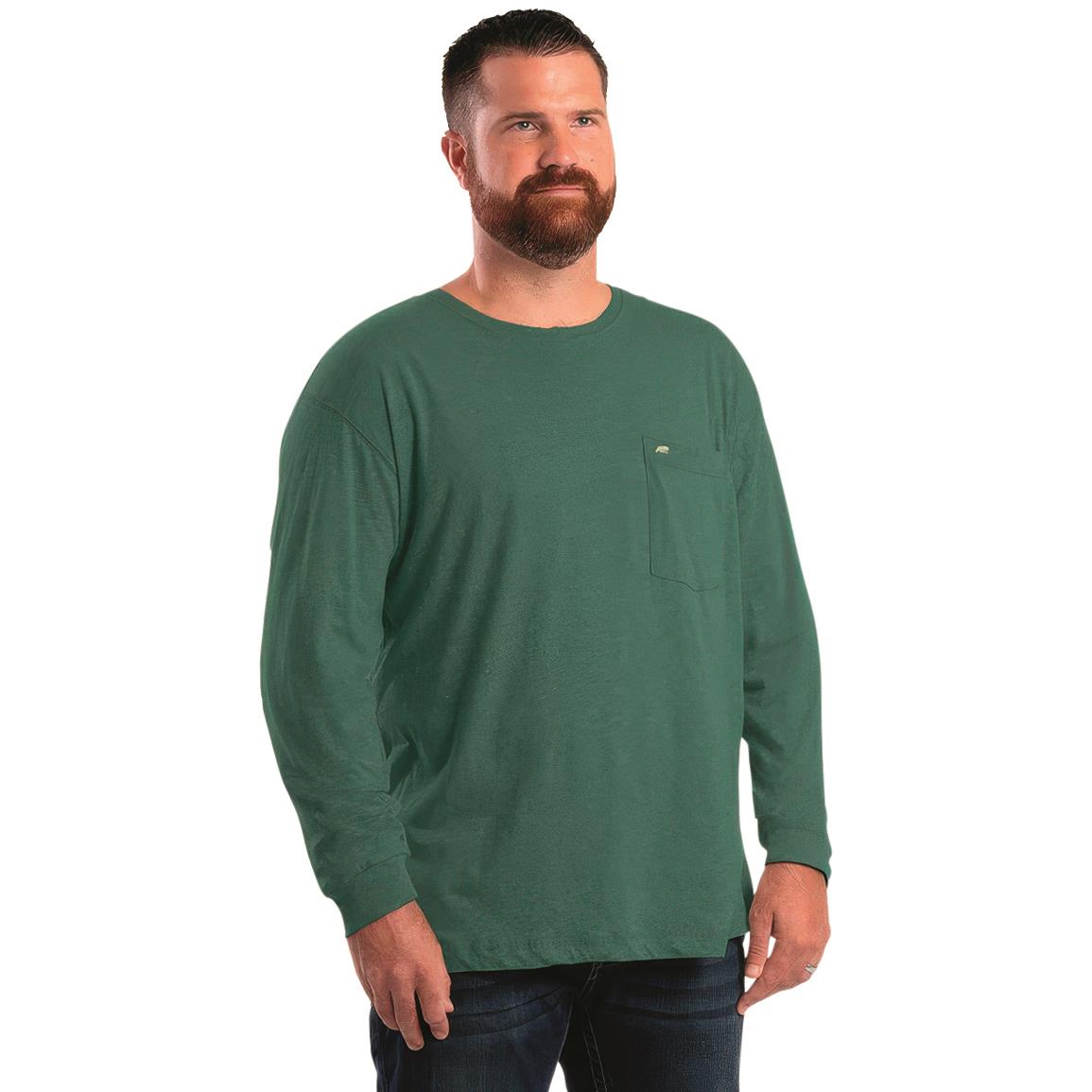 Performance Long Sleeve Pocket Tee, L, Pine, L