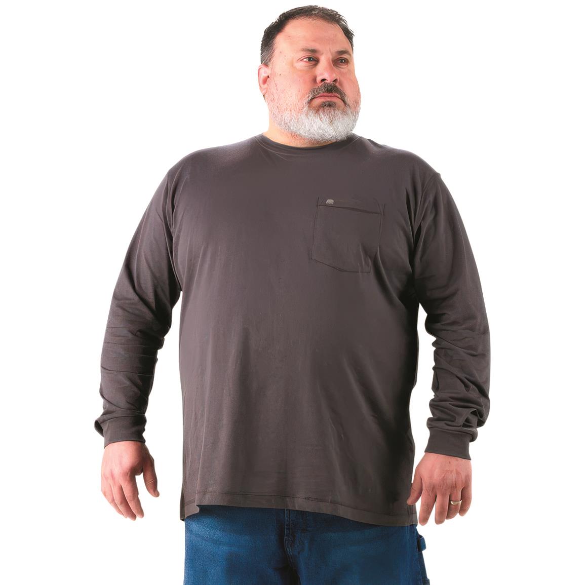 Performance Long Sleeve Pocket Tee, S, Slate, S