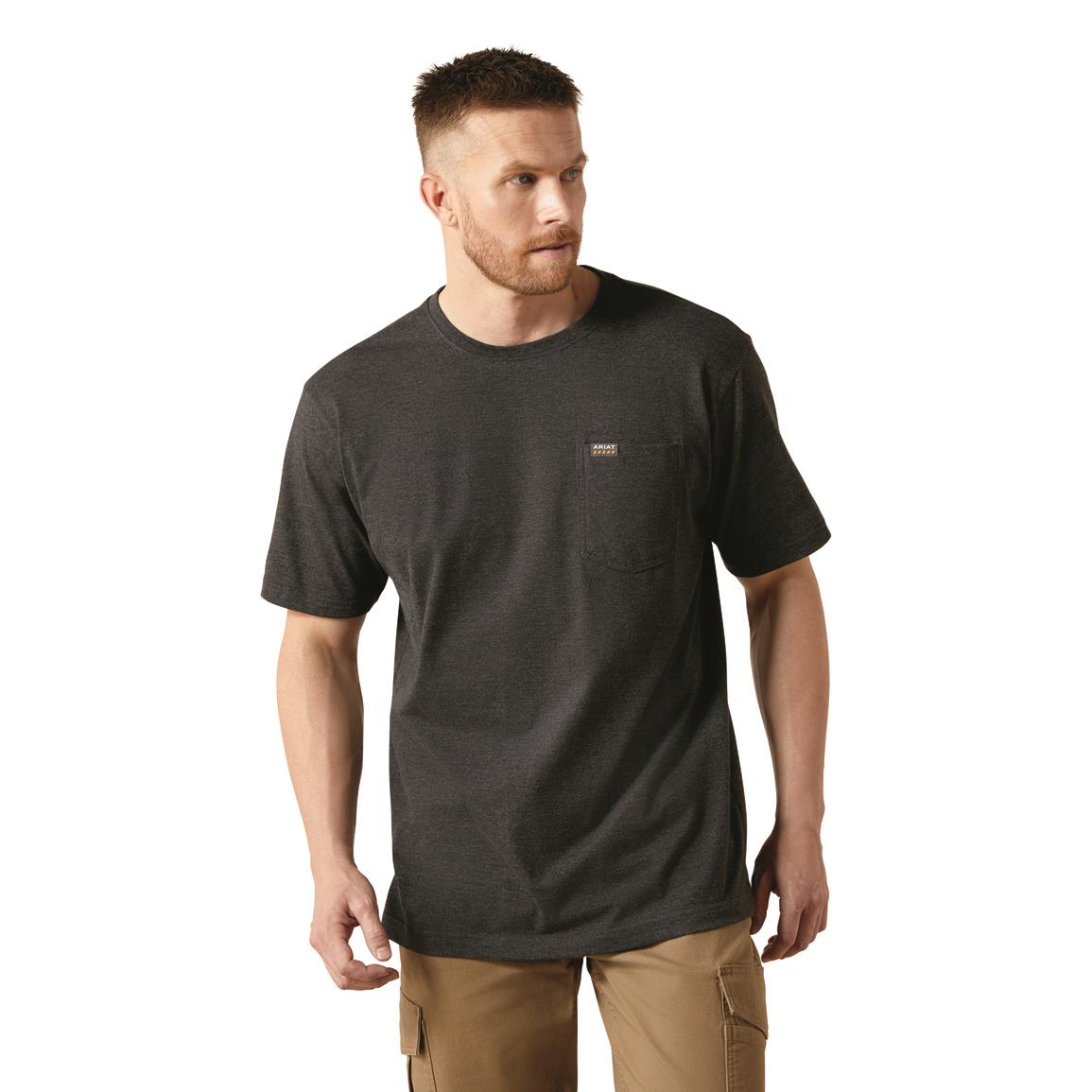 Men's Rebar Cotton Strong Standard Pocket T-Shirt in Charcoal Heather, Size: 3XL by Ariat