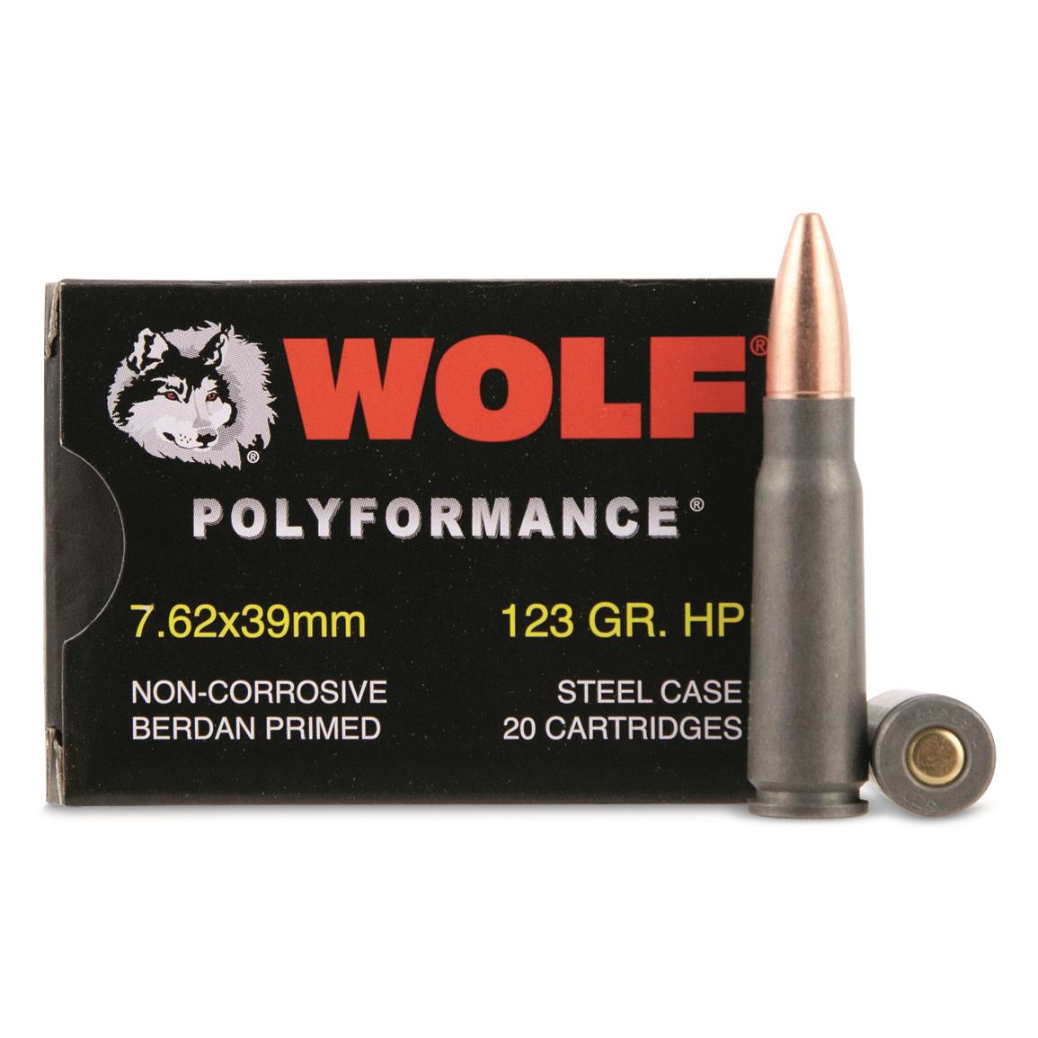 Wolf WPA Polyformance, 7.62x39mm, HP, 123 Grain, 20 Rounds