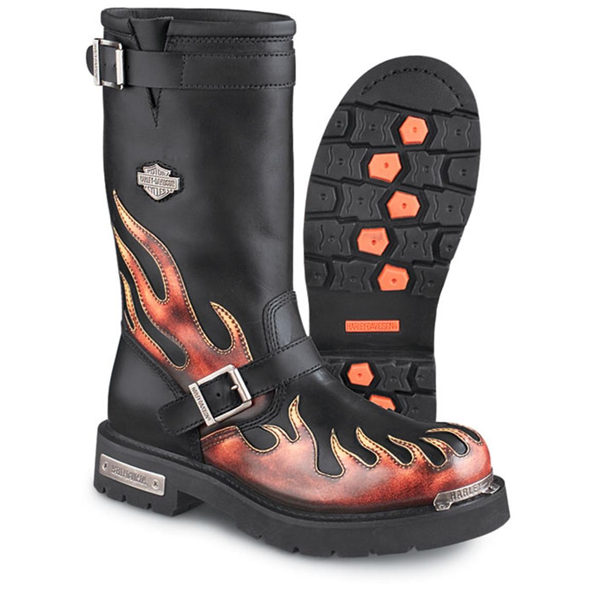 Men S Harley Davidson Fireside Boots Black Red 87014 Casual Shoes At Sportsman S Guide