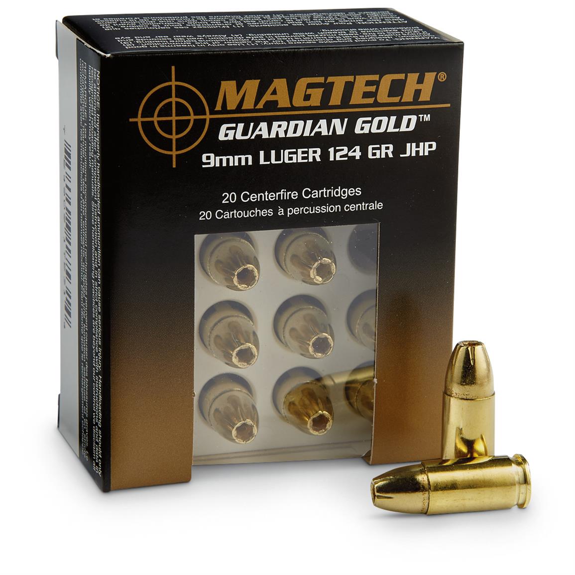 Magtech Guardian Gold, 9mm Luger, JHP, 124 Grain, 20 Rounds - 80734 ...