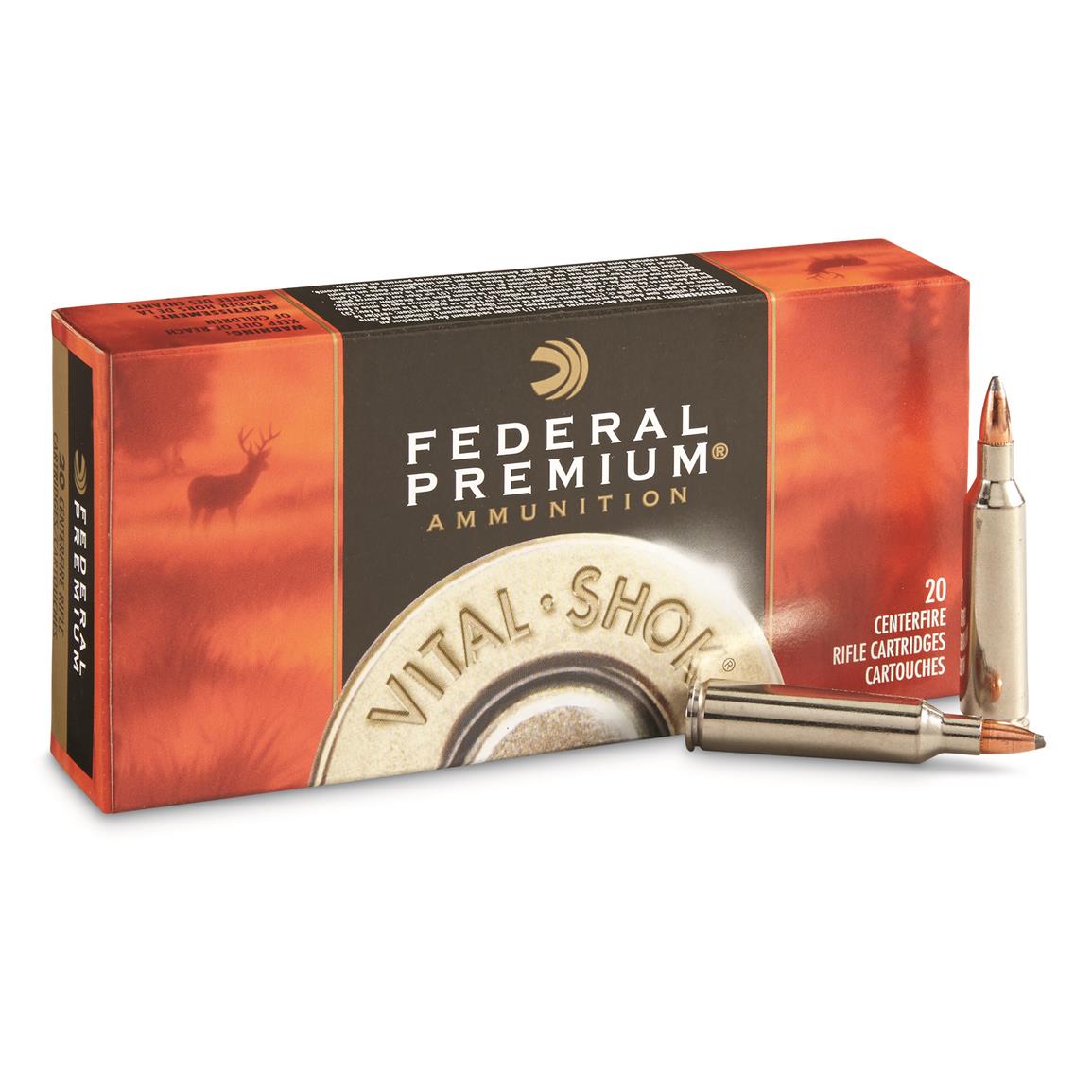 Federal, Premium Vital-Shok Nosler Partition, .22-250 Remington, NP, 60 Grain, 20 Rounds
