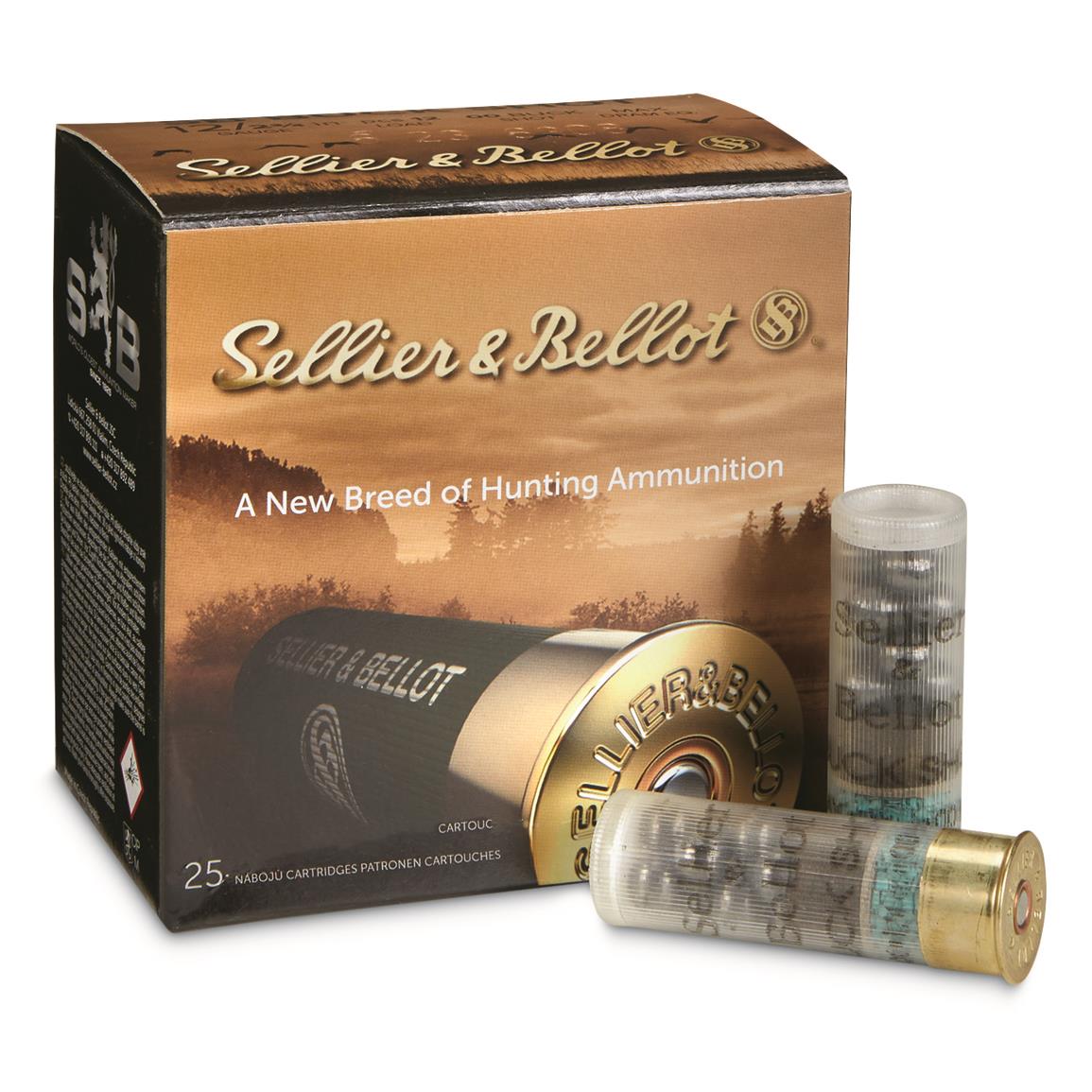 Sellier & Bellot, 12 Gauge, 2 3/4" Shell, 12 Pellets, 00 Buckshot, 25 Rounds