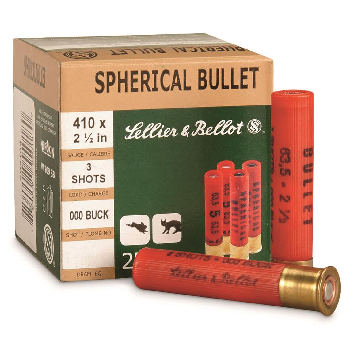 Sellier & Bellot, .410 Gauge, 2 1/2", 000 Buckshot, 3 Pellets, 100 Rounds