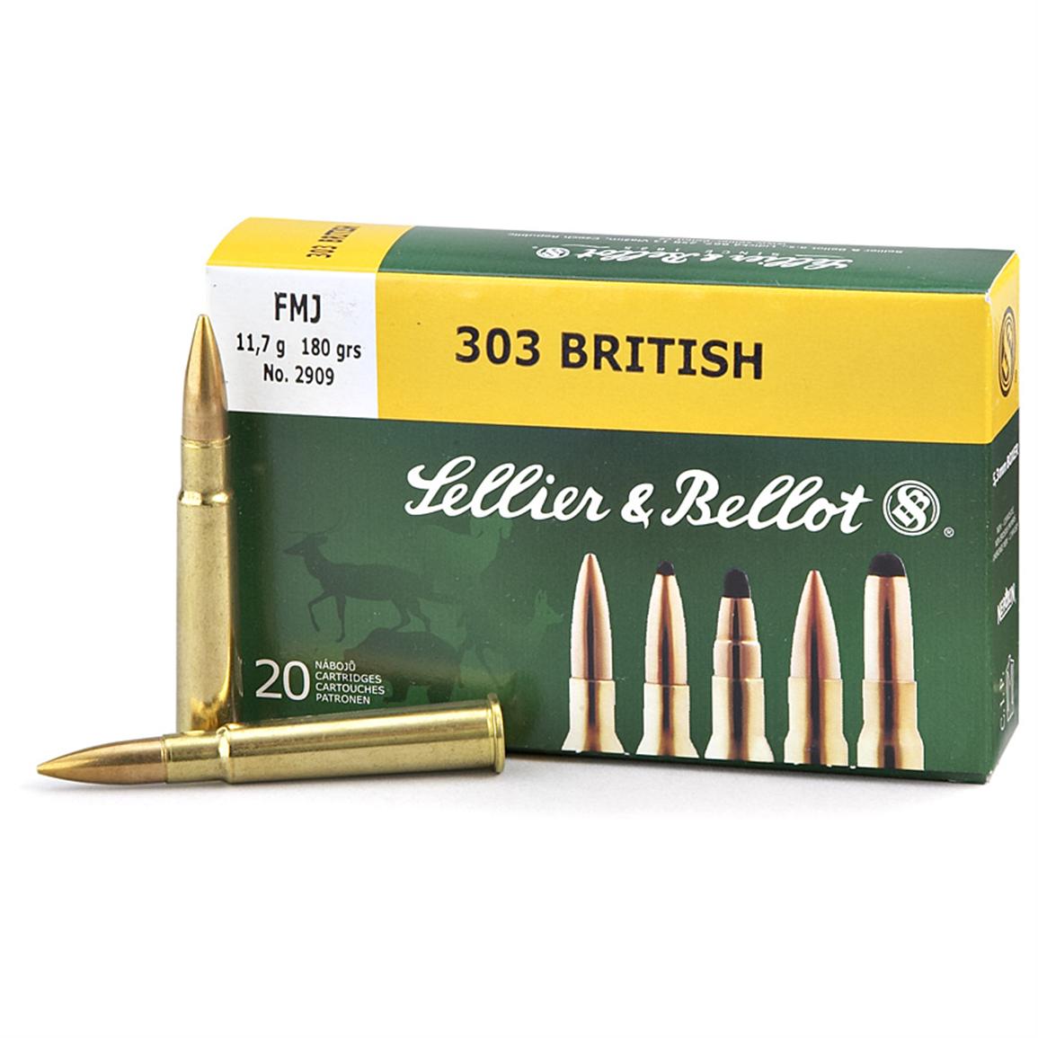 Sellier & Bellot, .303 British, FMJ, 180 Grain, 20 Rounds - 85639, .303 ...