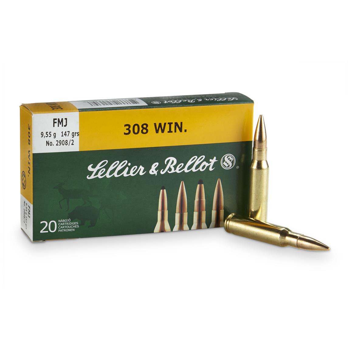 Sellier & Bellot .308 Winchester, FMJ, 147 Grain, 20 Rounds