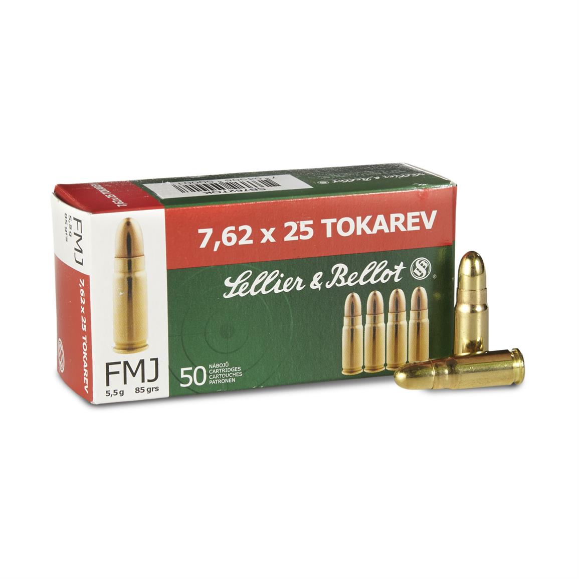 Sellier Bellot 7 62x25 Tokarev Fmj 85 Grain 50 Rounds 7 62x25 Tok Ammo At Sportsman S Guide