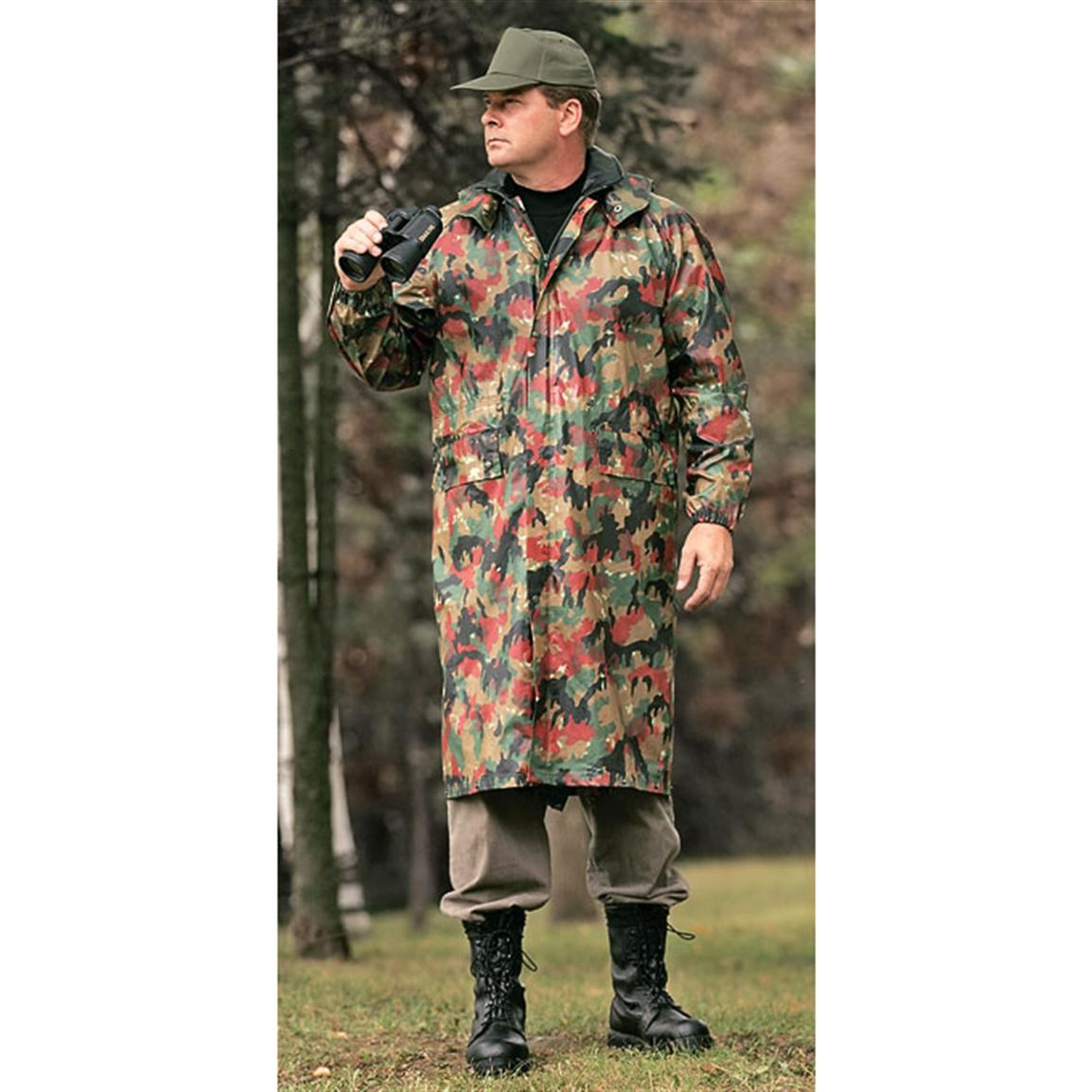 long camo raincoat