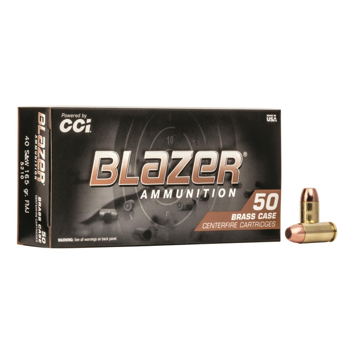 CCI Blazer Brass, .40 S&W, 165 Grain, FMJ-FN, 50 Rounds