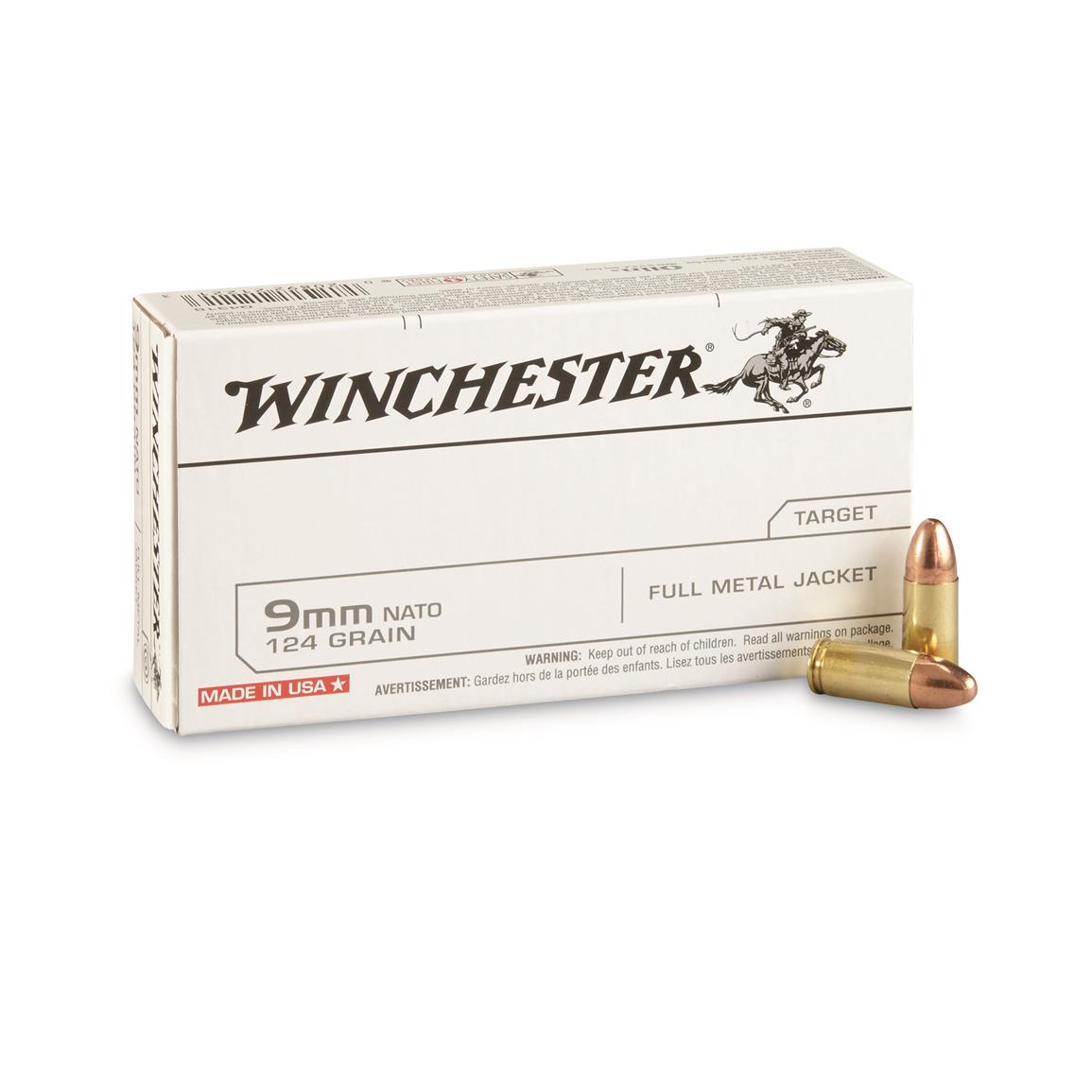 Winchester, 9mm Luger, FMJ, 124 Grain, 250 Rounds