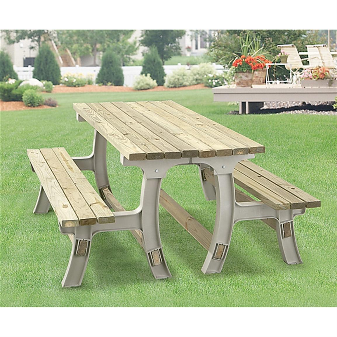 Bench To Table Kit 46325 Patio Furniture At Sportsmans Guide throughout Amazing patio bench table you must have