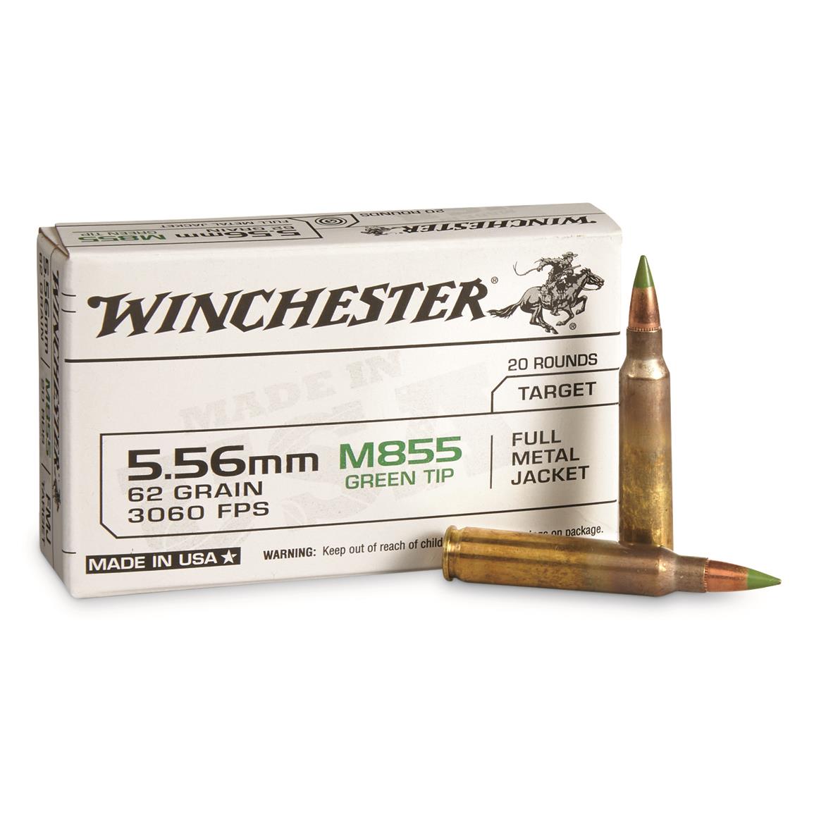 Winchester White Box, 5.56x45mm NATO, M855 "Green Tip", 62 Grain, 20 Rounds
