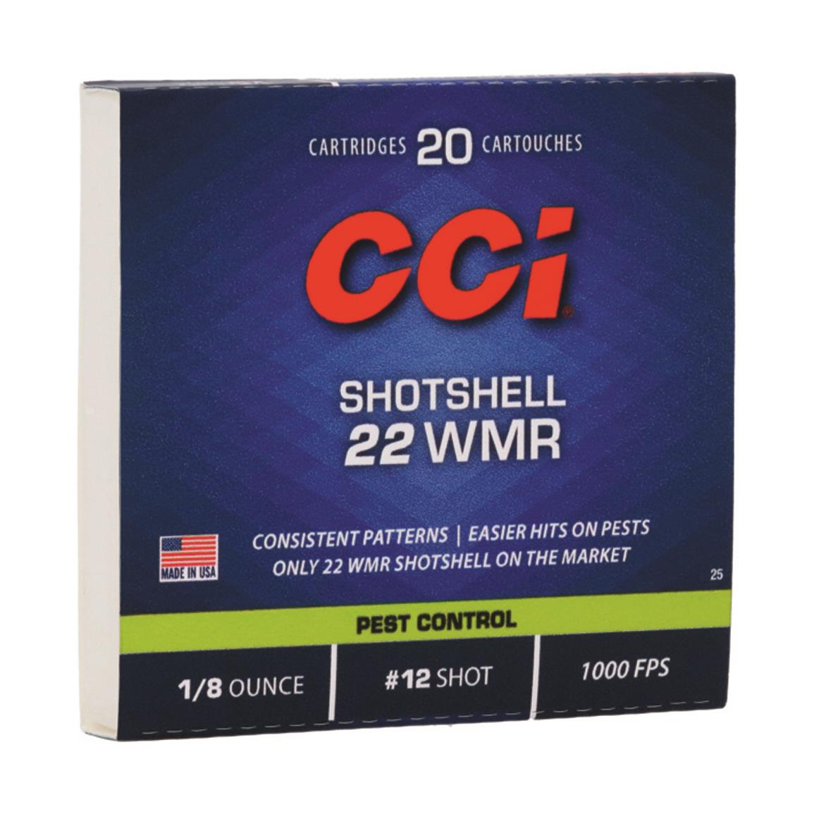 CCI #12 Pistol Shot Shells, .22 Magnum, 52 Grain, 20 Rounds