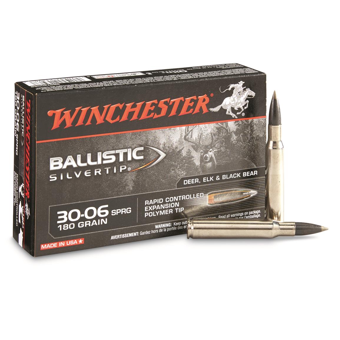 Winchester Supreme Ballistic Silvertip, .30-06 Springfield, BST, 180 Grain, 20 Rounds