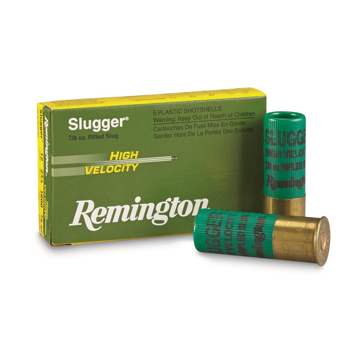 Remington Slugger High Velocity Slugs, 12 Gauge, 2 3/4&quot; Shell, 7/8 oz., 5 Rounds