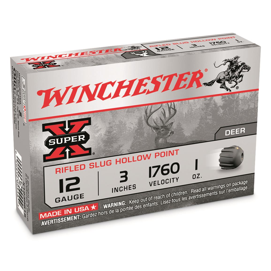 Winchester Super-X, 12 Gauge, 3", 1 oz., Rifle Slugs, 5 Rounds