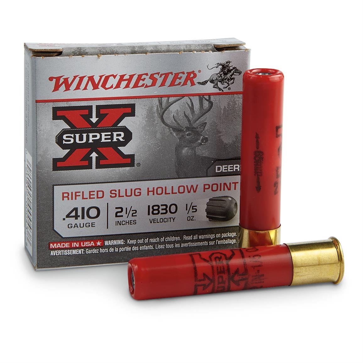 Winchester Super-X Rifled Slugs, .410 Gauge, 2 1/2&quot;, 1/5 oz., 5 Rounds