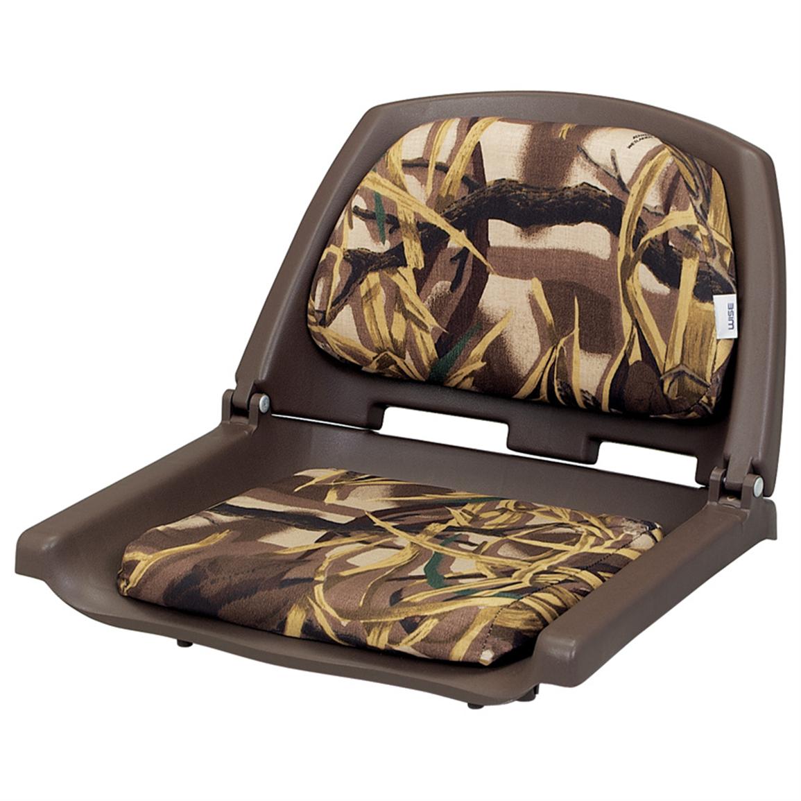 Wise Camouflage Deluxe Fold-down Boat Seat, Advantage Max-4