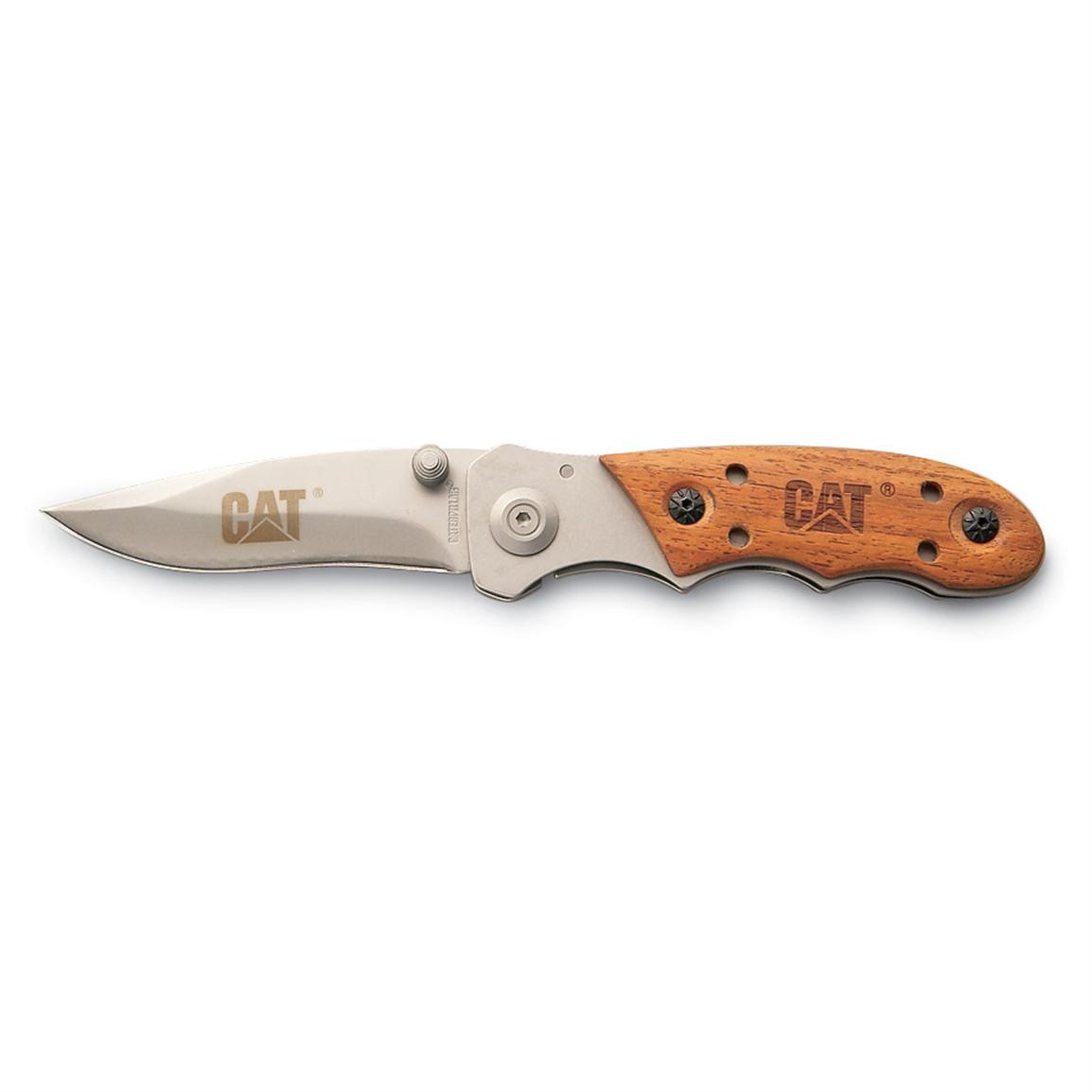 Caterpillar® Rosewood Liner Lock Knife 96443, Folding Knives at