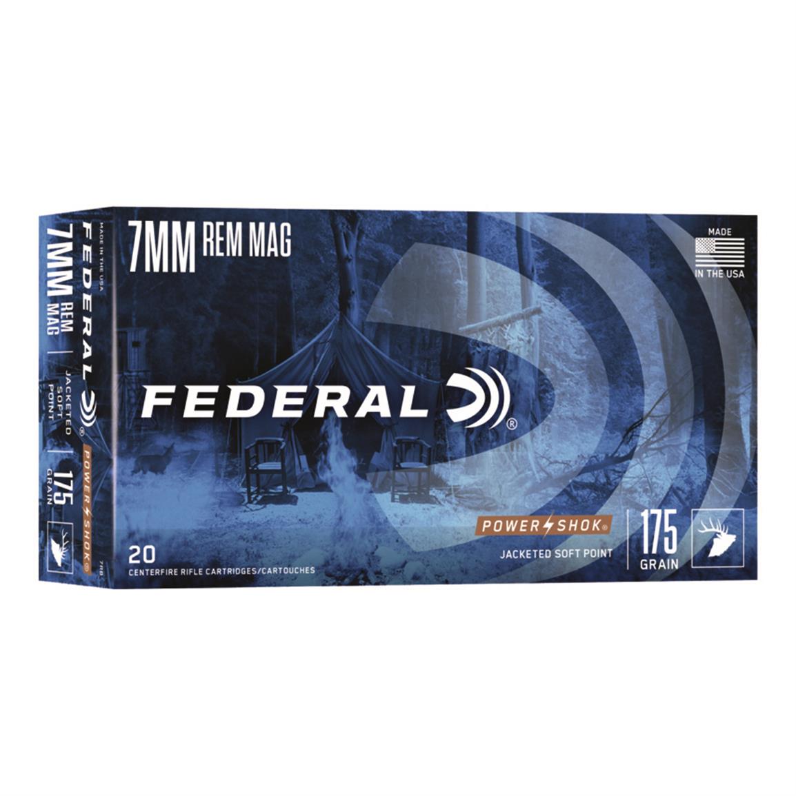 Federal Power-Shok, 7mm Rem. Mag., JSP, 175 Grain, 20 Rounds