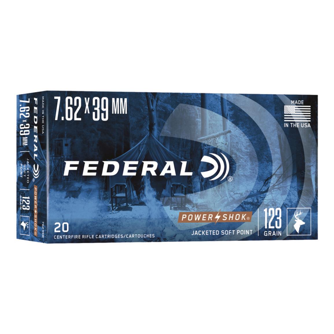 Federal Power-Shok, 7.62x39mm, SP, 123 Grain, 20 Rounds