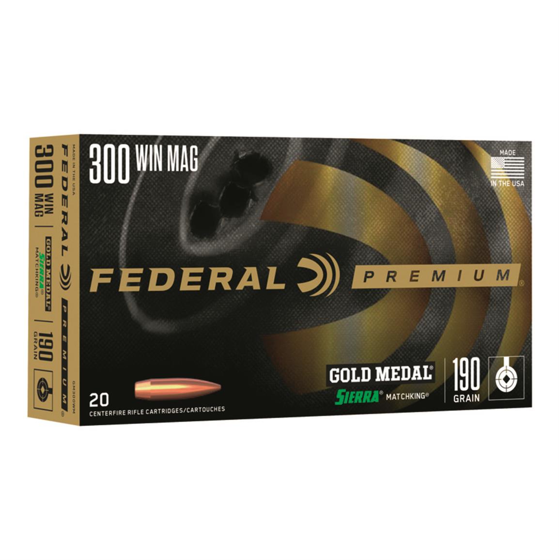 Federal Premium Gold Medal .300 Win. Mag., BTHP, 190 Grain, 20 Rounds