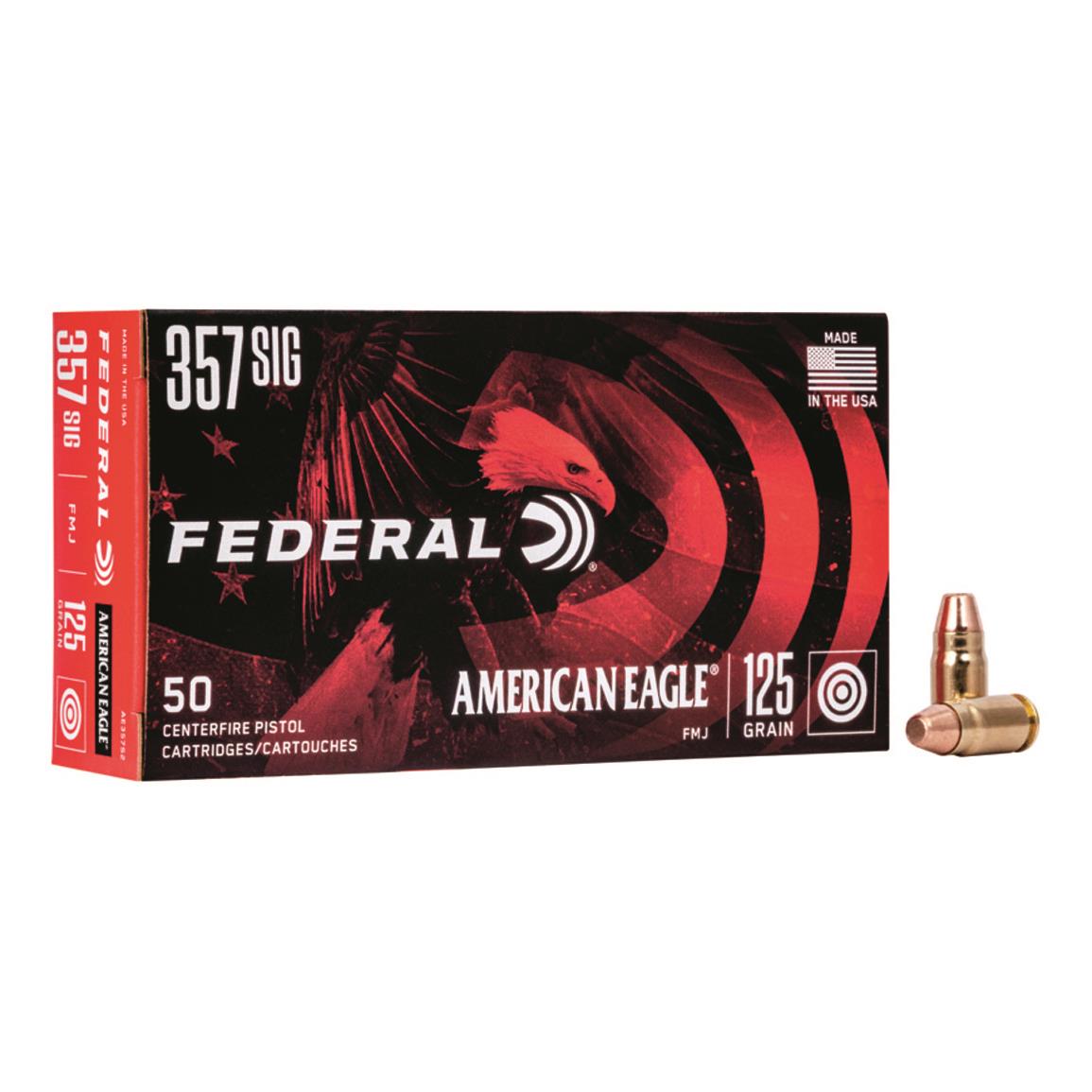 Federal, American Eagle Pistol, .357 Sig, FMJ, 125 Grain, 50 Rounds