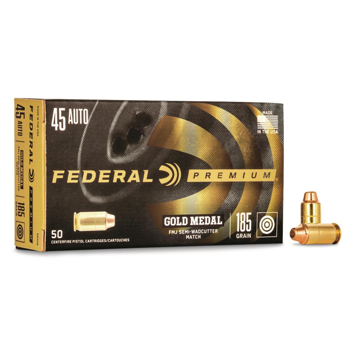Federal Premium Gold Medal Handgun Ammunition .45 ACP 185 