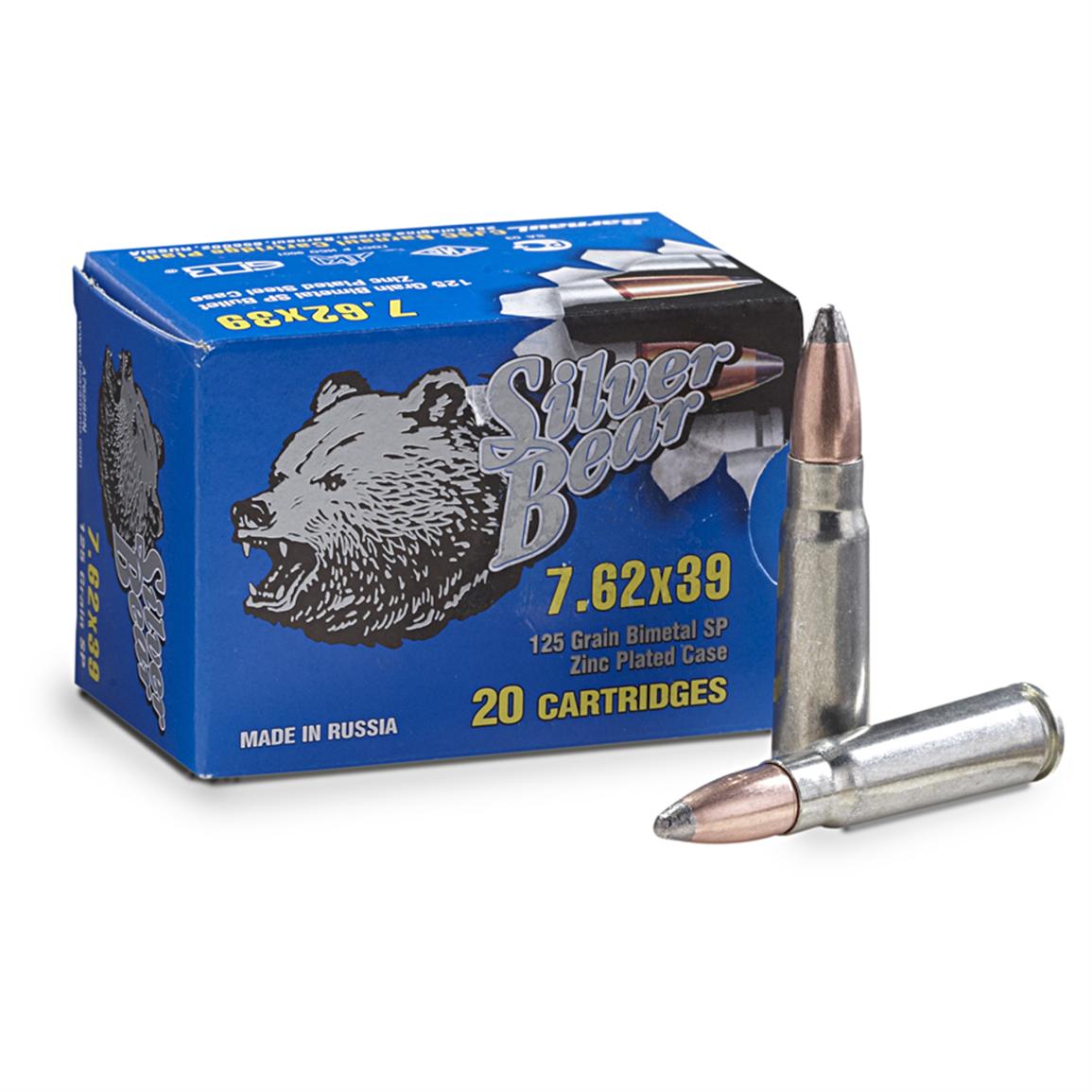 Silver Bear, 7.62x39mm, SP, 125 Grain, Case of 500 Rounds