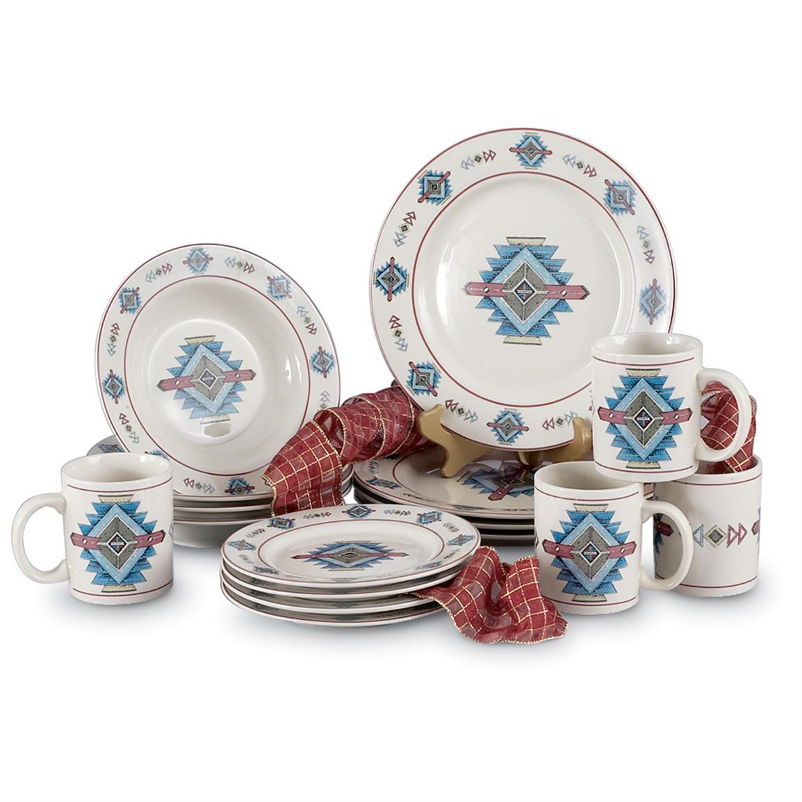 16 - Pc. Stoneware Dinnerware Set - 98498, Dinnerware & Flatware at Sportsman&#39;s Guide