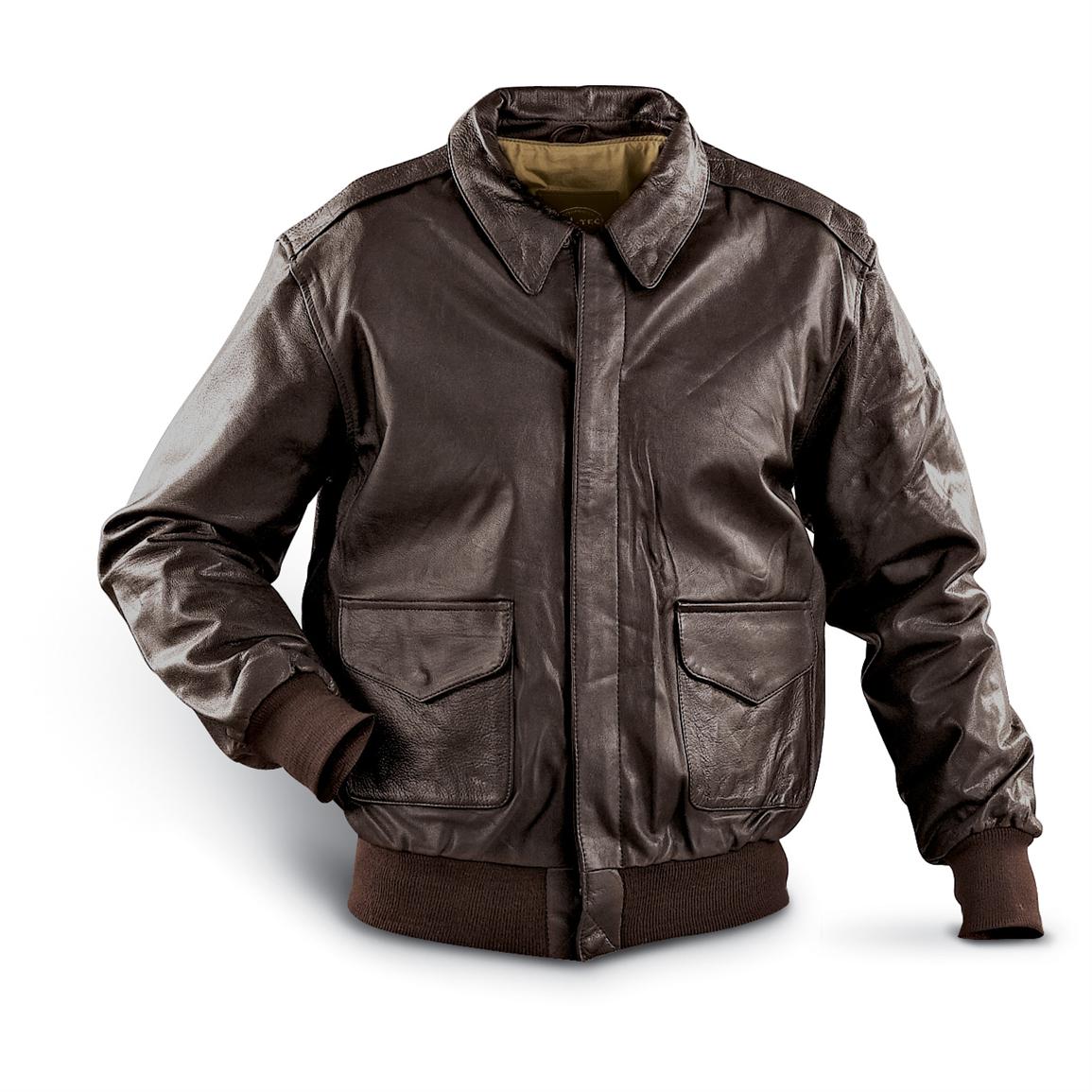 Reproduction Mil - Tec® A2 Leather Jacket, Black - 98592, Reproduction ...