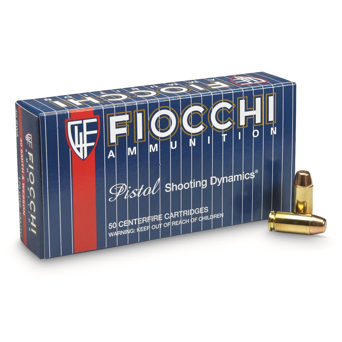 Fiocchi, .40 Smith &amp; Wesson, 170 Grain, FMJ-TC, 1,000 Rounds