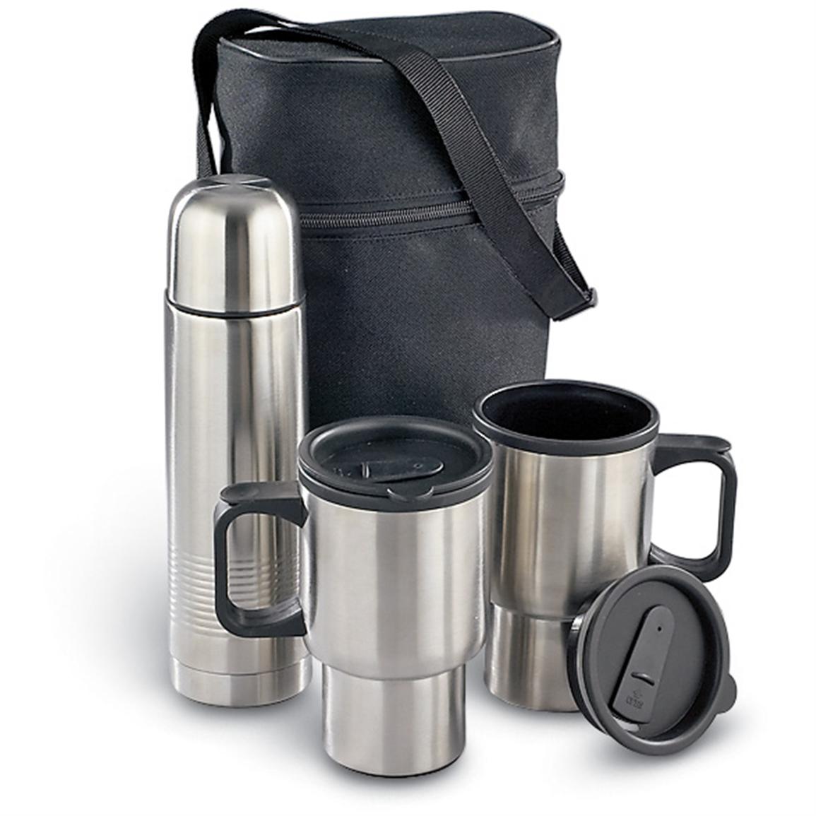 3Pc. Stainless Steel Travel Mug/Vacuum Bottle Set 99777, Gift