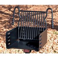 Grill flips up for easy cleaning and fire building