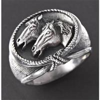 Wild Things Sterling Silver Horse Head in Horseshoe Ring