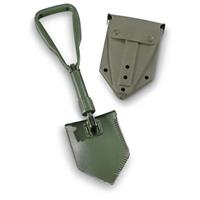 German Military Surplus Steel Tri-Fold Shovel with Vinyl Cover