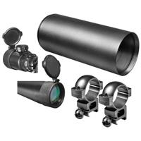 Includes see-through rings, flip-up lens covers and 5" sun shade