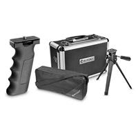Hand grip, tripod and 2 cases included