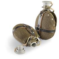 Czech Military Surplus Vintage Wool-Covered Canteens