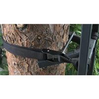 Stabilizing straps hug the tree for an extra-solid hold