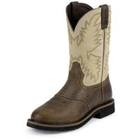 Men's Justin 11-inch Stampede Steel Toe EH Western Boots, Waxy Brown