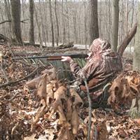 Quickly stake down blind with tent stakes