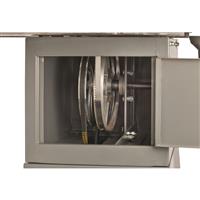 Easy-access front panel for cleaning, maintenance and blade replacement