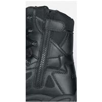 Abrasion-resistant smooth leather / ballistic leather upper with padded tongue and collar, side zipper